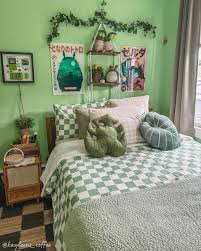 My Green Bedroom featuring my new plant pillows from @greenphilosophyco  🥹🫶🏻🌿 I'm so in love with the vibes in my bedroom, I just thrive in a  colorful space and it feels so
