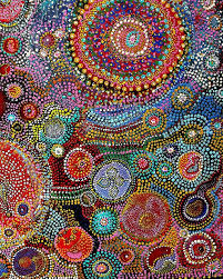 A Design By Raysto That Evolved As He Was Painting It A Kind Of Stream Of Consciousness Painting Using Toothpicks Househol Aboriginal Art Mosaic Art Dots Art