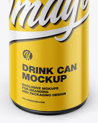 Glossy Drink Can Mockup In Can Mockups On Yellow Images Object Mockups