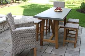 Rectangle Counter Height Teak Table Composite With Concrete Top Outdoor Pub Table Teak Table Counter Height Dining Table