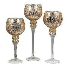 Free shipping over $45 · 5% rewards with club o Set Of 3 Silver Gold Glass Goblet Style Candle Holders Kaleidoscope
