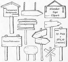 Hand Drawn Wooden Sign Clipart Doodle Signs Clip Art Png Huruf Tulis Tangan Buku Kliping Buku Tulis