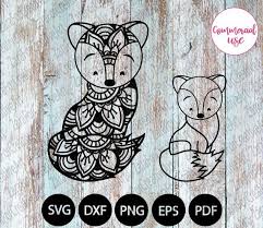 Download Cute Fox Mandala Svg Dxf Eps Digital Download Fox Clipart Etsy Cute Fox Mandala Svg Mandala