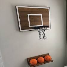 Wall Mount Basketball Hoop Indoor Wood Basketball Hoop Etsy In 2020 Basketball Themed Bedroom Basketball Room Basketball Bedroom
