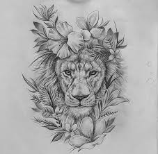 Linda the lioness with flower crown. Waguinhocosta Waguinhogibi Waguinhokhalifa Waguinhocosta Oficial Animal Tattoos Lion Tattoo Lioness Tattoo