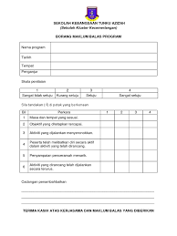 Sistem maklum balas upu secara online untuk permohonan upuonline. Borang Maklumbalas Murid Ceramah