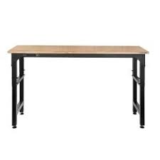Husky 52 In Adjustable Height Work Table With 2 Drawers In White Holt5202bj2 The Home Depot In 2020 Adjustable Height Workbench Workbench Wood Top Workbench