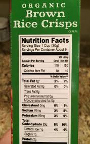 Brown Rice Cereal Nutrition Facts 1 4 Cup Brown Rice Cereal 27 5 Calo Cereal Nutrition Facts Nutrition Facts Nutrition