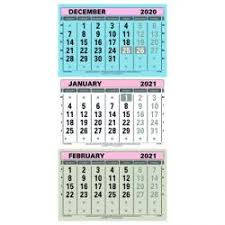 Free 2021 monthly vertical date strips for bullet journals. At A Glance Large Wall Calendar 3 Month View 2021 Tml21 Attml21