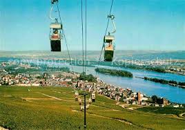 Hover above the vines in the rüdesheim cable car! Ruedesheim Rhein Seilbahn Zum Niederwalddenkmal Kat Ruedesheim Am Rhein Nr Kv55775 Oldthing Ansichtskarten Hessen