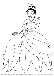 Learn How To Draw Tiana From The Princess And The Frog The Princess And The Frog Step By Step Drawing Tutorials Small Canvas Art Drawings Princess Drawings