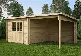 Carport simple, carport double ou carport pour camping car. Abri De Jardin En Bois Lenneberg 18 M Avec Auvent Integre Oogarden