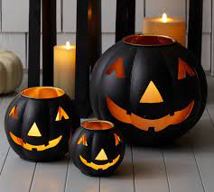 Metal Jack O Lanterns Black In 2021 Pottery Barn Halloween Lantern Candle Holders Candle Lanterns