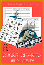 Free Jurassic World Chore Charts With Incentive Bucks