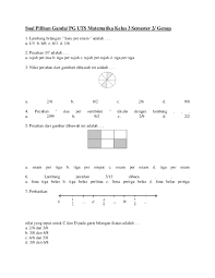 Rpp matematika (bangun datar) kelas 4 semester 2 kurikulum 2013 edisi revisi terbaru bapak dan ibu guru sekolah dasar (sd) untuk memperm. Doc Soal Pilihan Ganda Pg Uts Matematika Kelas 3 Semester 2 Genap Nirmala Sari Academia Edu