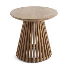 Slatted Teak Circular Side Table Side Table Living Room Side Table Furniture