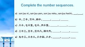 3) x − 0,64x = 2,808; Nihongo Japanese Numbers 20 100 Hiragana Revision Objectives