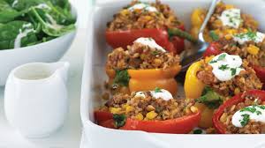 Fiesta Stuffed Peppers Iga Recipes Stuffed Peppers Vegetable Recipes Recipes