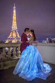 Victor And Charlene S Pre Wedding Shoot In Paris Featuring Her Magical Light Up Wedding Gown Ice Blue Wedding Dress Sparkly Wedding Dress Wedding Dresses With Flowers