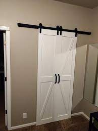 Home Fashion Technologies 36 In X 84 In Board And Batten Composite Pvc White Split Barn Door Barn Door Designs Barn Door Closet Barn Door Hardware