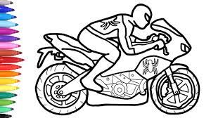 All models ktm, racing, police and even spiderman and ghost rider motorcycles. Spiderman Motorcycle Coloring Pages Superheroes Motorbike Bike Coloring Video For Kids Youtube