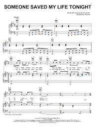 Someone Saved My Life Tonight Sheet Music Elton John Piano Vocal Guitar Chords Right Hand Melody Sheet Music Notes Sheet Music Sheet Music Direct