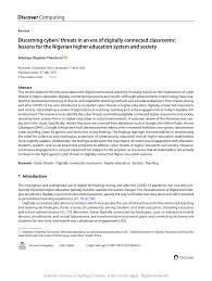 PDF) Discerning cybers threats in an era of digitally connected  classrooms: lessons for the Nigerian higher education system and society