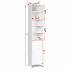 Bed bath & beyond's offering of bathroom storage cabinets has something to fit any space. Costway 13 5 In W Bathroom Tall Floor Storage Cabinet Free Standing Shelving Space Saver White Hw56613 The Home Depot