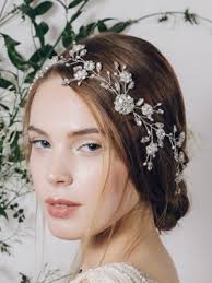 Headband Carmen avec fleurs en cuir recyclé pour mariée