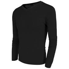 Coofandy Men Long Sleeve V Neck Stretch Pure Color Stretch Slim Basic Casual Tops T Shirt