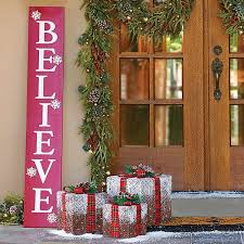 Improvements Believe Wooden Sign Lighted Christmas Decor 60 Liked On Polyvore Christmas Decorations Diy Outdoor Christmas Decor Diy Christmas Porch Decor