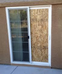 This slows down your door considerably. How To Board Up A Broken Sliding Door Glass Aluminum Fixed Portion Stucco Around Window Dual Pane But Only Outside Pane Is Broken Quora