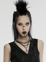 Punk Rave Dark Grey Vintage Bead Spine Cross Necklace Set