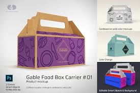 Box and packaging mockups take a prominent place in a product creator's toolbox. Gable Food Box Carrier Mockup 01 Picnic Box Mockup Recipe Box