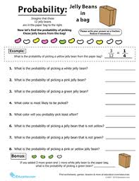 What Is The Chance Of Picking A Green Jelly Bean Students In Fifth Grade Math Are Starting To Learn About In 2020 Probability Math Probability Worksheets Spring Math