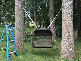 Great Way To Put A Swing Between Trees Wood Tree Swing Tree Swings Diy Diy Tree