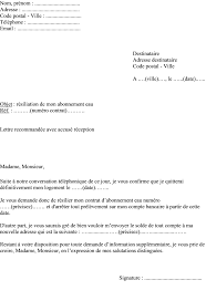 La législation est plus souple pour un locataire souhaitant donner congé à son propriétaire que dans le cas inverse. Exemple De Lettre De Resiliation Contrat Abonnement Eau Veolia Vinci Ozone Suez