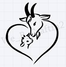 Baby Goat Clipart Black And White Windows Phone Decal Goat Decal Mama Goat With Baby Decal Etsy In 2020 Goat Art Goats Animal Line Drawings