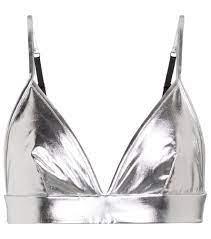 Dolce Gabbana Metallic Effect Bralette Top In Silber Modesens