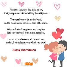 Anniversaries are the perfect excuse to show your man how much he means to you if you're looking for some inspiration, we've put together a list of 21 gifts that will show him just how much you care. Cute Happy Anniversary Poems For Him Or Her With Images Insbright