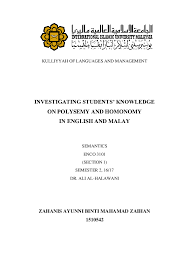 15th century, in the meaning defined at transitive sense 1. Doc Investigating Students Knowledge On Polysemy And Homonomy In English And Malay Zahanis Ayunni Zaihan Academia Edu