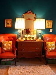 Check spelling or type a new query. Peacock Blue Orange Living Room Orange Interior Home