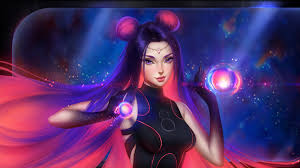 Modern princess with pink hair. Wallpaper Fantasy Girl Original Characters Purple Hair Dyed Hair Purple Eyes Looking At Viewer Smiling Portrait Sparks Space Nebula Rainbow Hair Science Fiction Artwork Drawing Digital Art Fantasy Art Ayya Sap