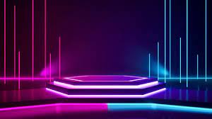 Hexagon Stage And Purple Neon Light Stage Set Design Stage Lighting Design Neon Lighting