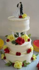 Yellow And Red Rose Wedding Cake Round Wedding Cakes Wedding Cake Roses Red Rose Wedding Cake Red Rose Wedding