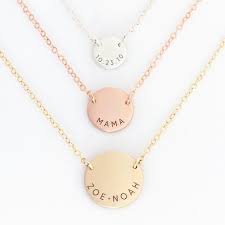 Choose Your Disc Size Our Engraved Two Hole Personalized Mom Necklaces Come In 3 Sizes Mini 3 8 Small 1 2 Or M Mom Necklace Gold Coin Necklace Gift Necklace