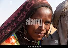 nomad girls in chad Stock Photo