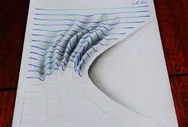 15 Year Old Artist Creates Remarkable Lined Paper 3d Illusion Drawings Illusion Drawings Notebook Art Notepad Art