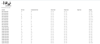 tiki wetsuits size chart wetsuit megastore