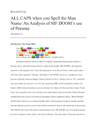 Pdf All Caps When You Spell The Man Name An Analysis Of Mf Doom S Use Of Persona